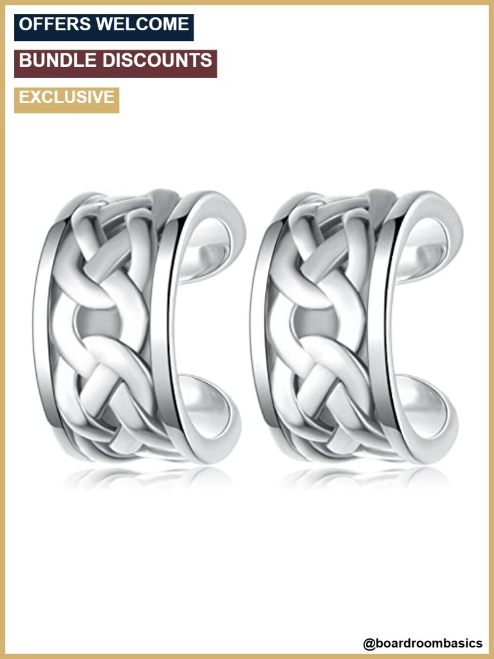 Sterling Silver Celtic Knot Ear Cuffs Unisex Vintage No Piercing